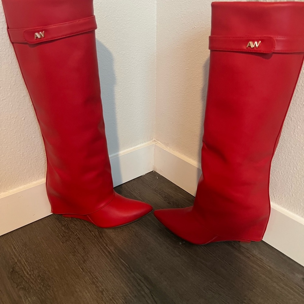 Azalea Wang Stuck On You Wedge Boot In Red - image 1